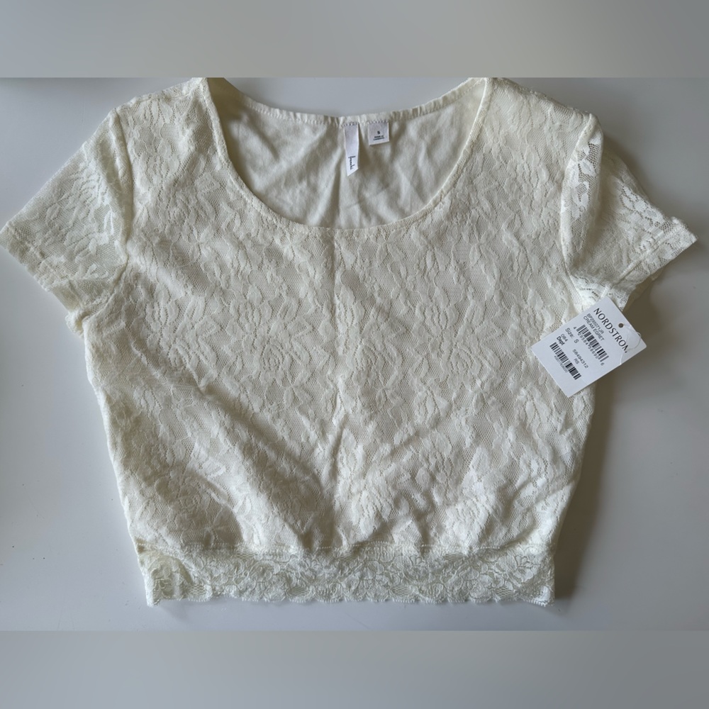 NWT Cream colored size small lace crop top